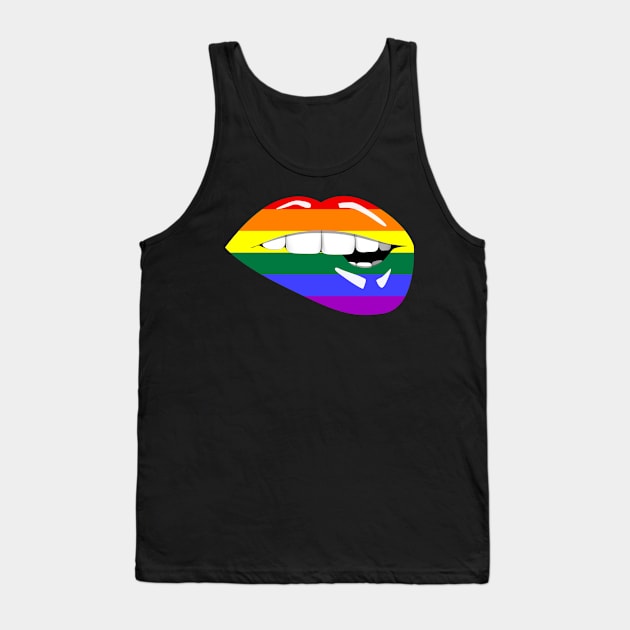 Pride Flag Lips Shirt LGBTQ Gift Tank Top by Scar
